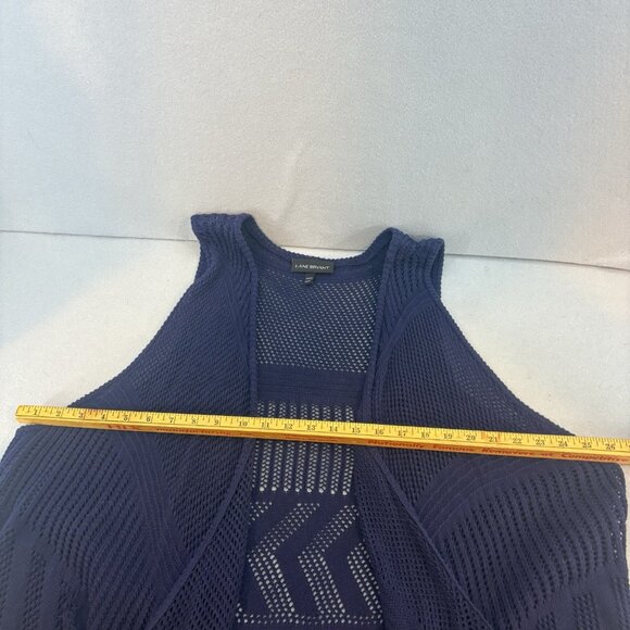 Lane Bryant Blue Sleeveless‎ Knit Fringe Hem Waterfall Sweater Vest 22/24 Boho - Picture 10 of 15